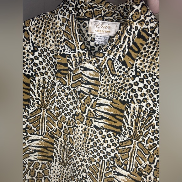 Vintage Voir Collection Animal Print Squares Blouse - Picture 2 of 5